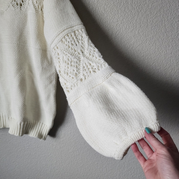 ANTHROPOLOGIE‎ x MOTH Cindy Balloon Sleeve pull over sweater in snow L - Picture 3 of 7